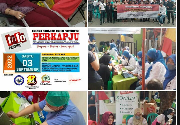 PERKAPJU, Gelar donor darah, vaksin, cek kesehatan gratis!! Ditempat POKDAR 74 Warakas, Tanjung Priok