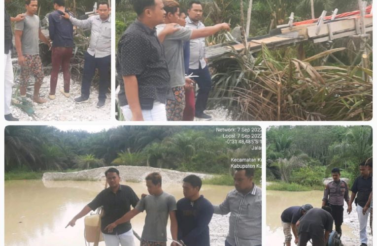 Satreskrim Polres Kuansing Ringkus Dua Pelaku Penambangan Emas Tanpa Ijin (PETI) Di Desa Pintu Gobang Kari.