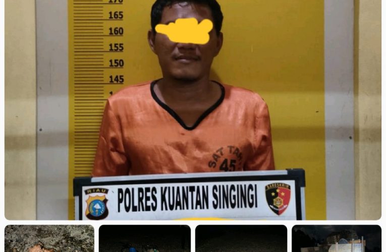 Tak Berkutik, 1 (satu) Pelaku PETI di Desa Pulau Godang Kari di Tangkap Tim Gabungan Polres Kuansing.